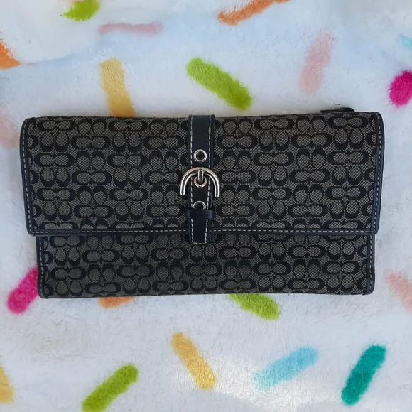 COACH Y2K Mini Signature 2-Piece Set Soho Era Buckle Long Wallet + Matching Case - Picture 10 of 16